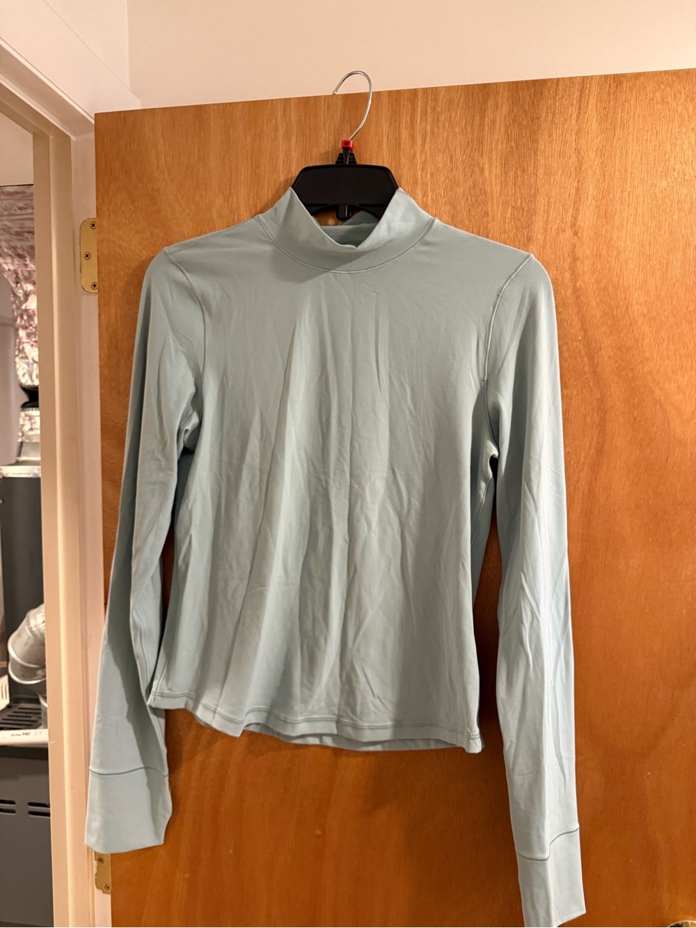 American Eagle Outfitters Pale Blue Mock Neck Long Sleeve Top